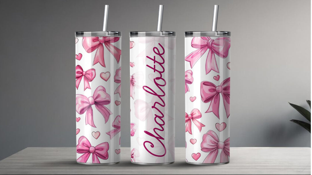 Gepersonaliseerde Pink Bow Tumbler