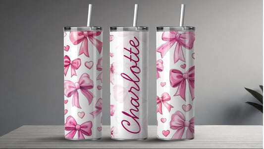 Gepersonaliseerde Pink Bow Tumbler