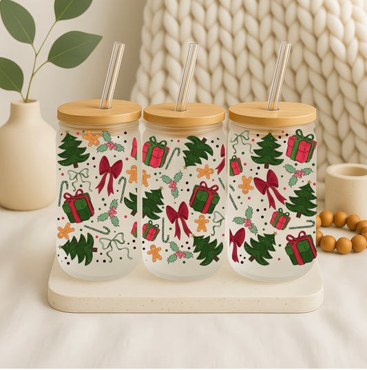 🎄 Kerst Beker - Kerstbomen & Strikjes