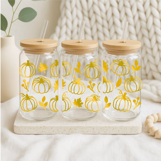 Gouden Herfstbeker – Pompoenen & Bladeren