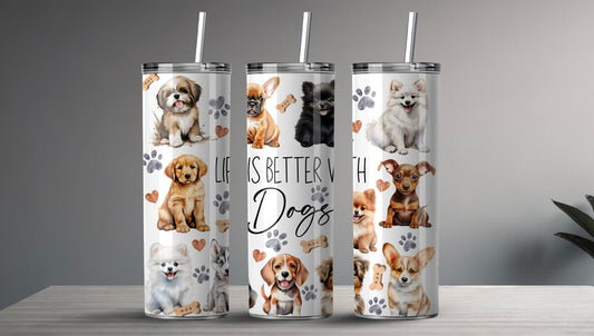 “Life is Better with Dogs” Thermosbeker met Hondenontwerp