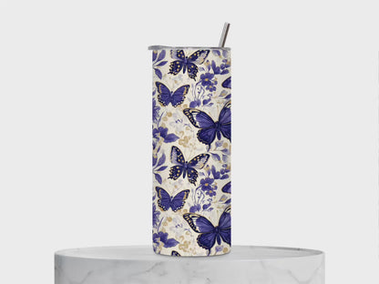 Elegantie in Blauw – Vlinders & Bloemen
