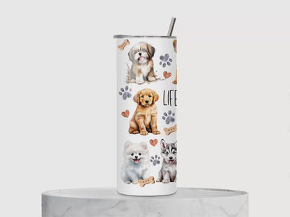 “Life is Better with Dogs” Thermosbeker met Hondenontwerp